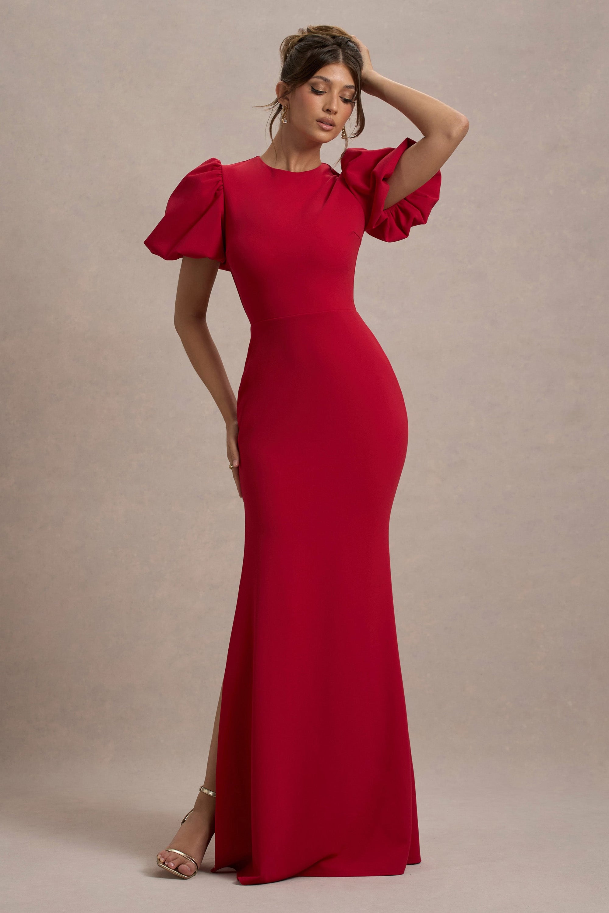 Love Letters | Rotes Maxikleid mit Puffärmeln