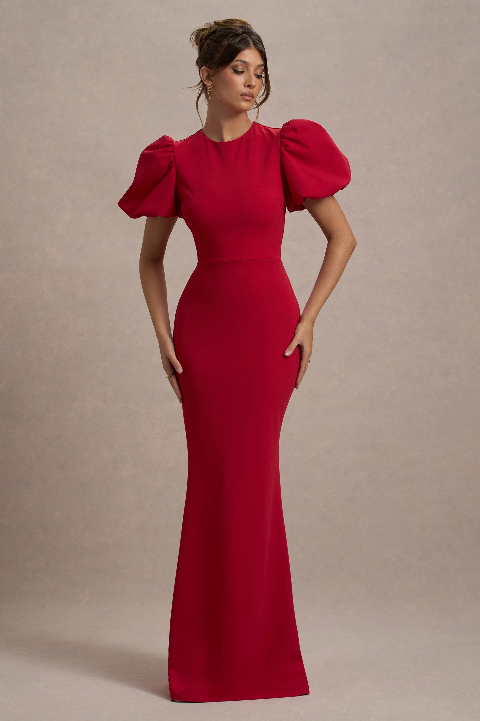 Love Letters | Rotes Maxikleid mit Puffärmeln