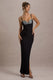 Ignacia | Schwarzes asymmetrisches Maxikleid mit Paillettenverzierung