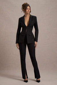 Wonder Woman | Schwarze High-Waist-Hose mit geradem Bein und Schlitz am Saum