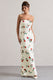Azra | Rosenprint-Satin-Bandeau-Maxikleid