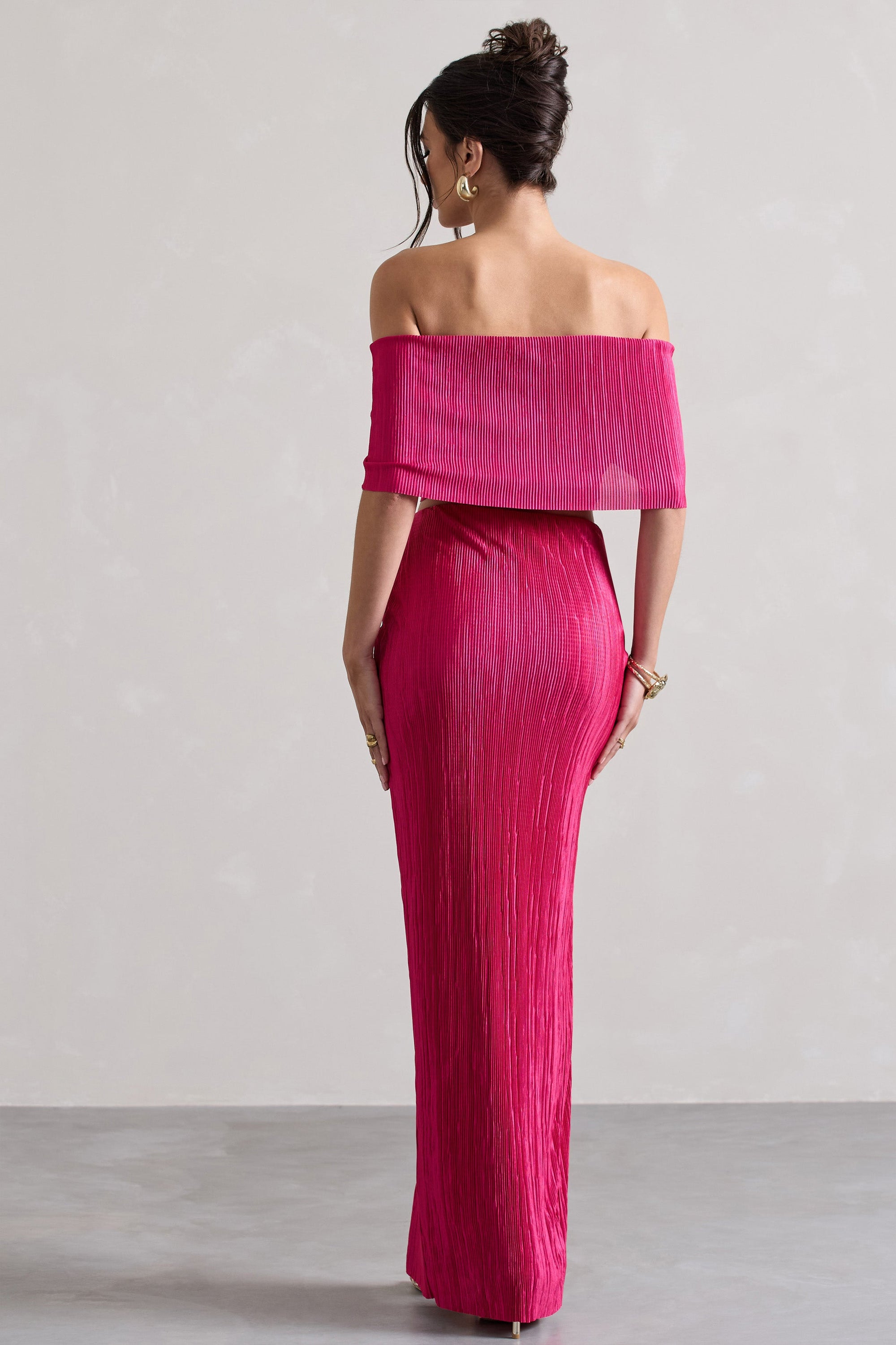 Calida | Rosa Plissee Maxirock mit Knotendetail und Schlitz