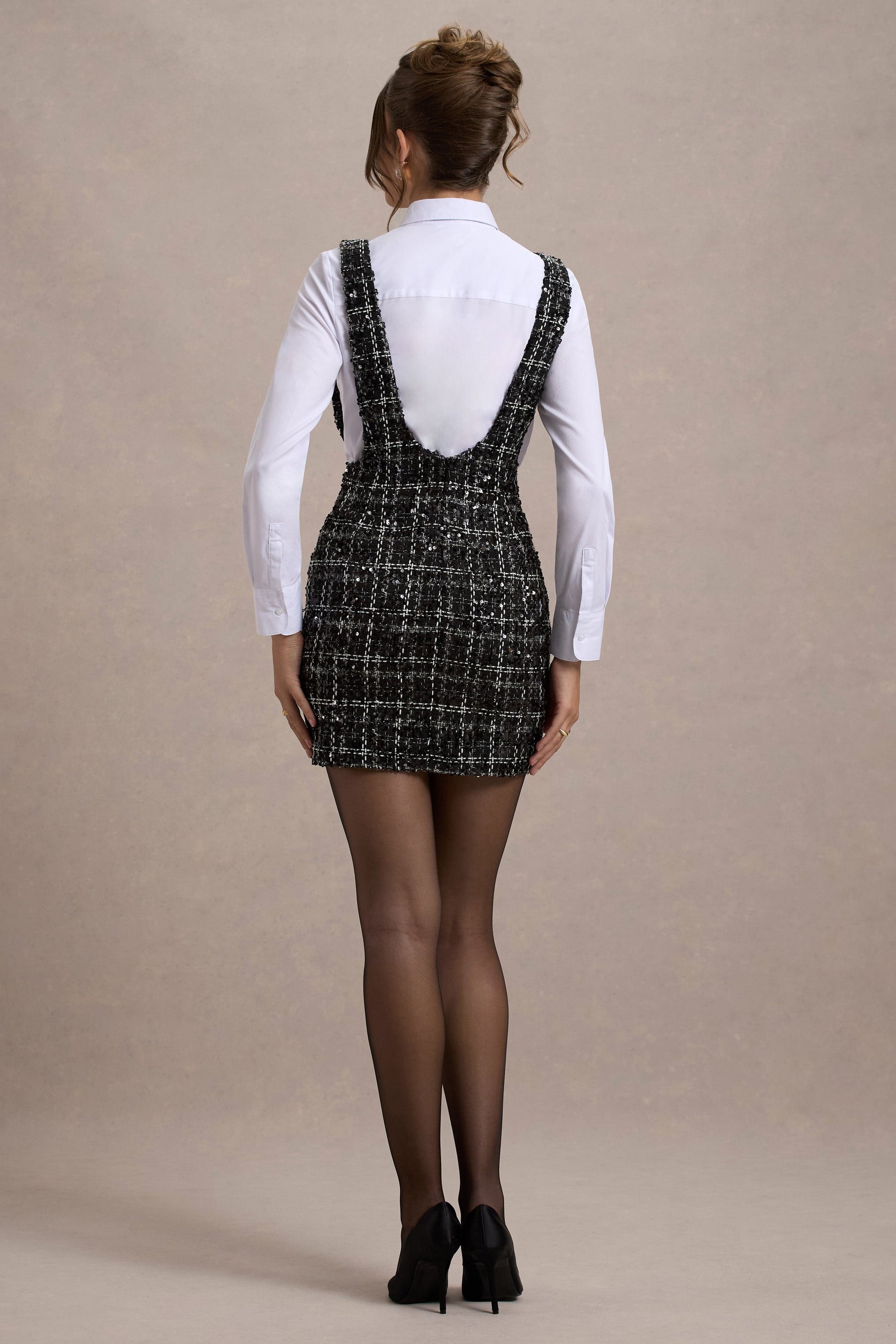 Oxford | Schwarzes ärmelloses Boucle-Trägerkleid