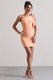Cassie | Korallenfarbenes Minikleid mit gedrehten Trägern und Knotendetail