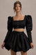Eloisa | Schwarze Satinjacke mit Puffärmeln und kurzem Schnitt