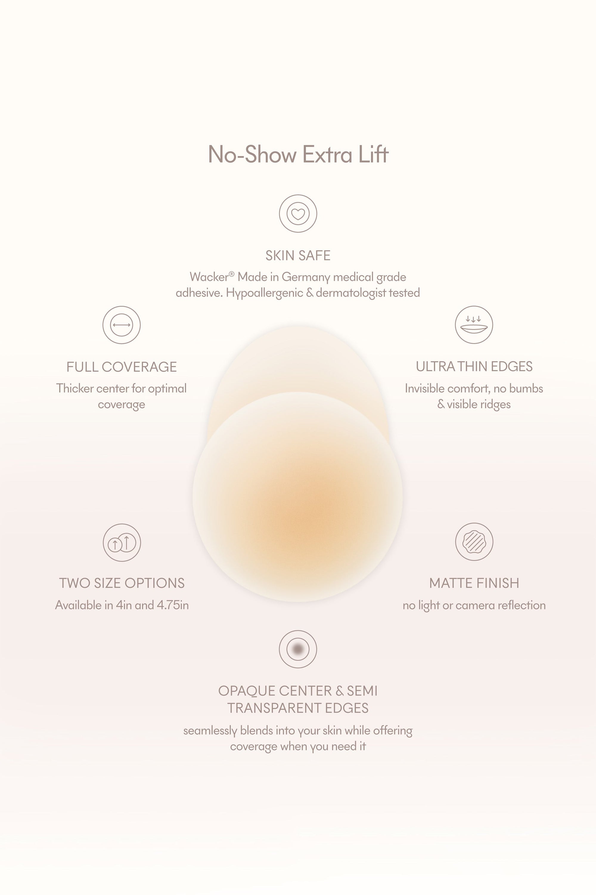 No-Show Extra Lift | NOOD Lifting Nipple Covers 4 Inch No.5