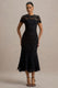 Clarissa | Schwarzes Midikleid aus Spitze mit kurzen Ärmeln