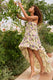 Whistler | Maxikleid aus Chiffon mit Tulpenblumenprint, Bandeau-Ausschnitt, Rüschen und High-Low-Saum