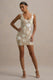 Moonshine | Floral verzierte Minikleid mit quadratischem Ausschnitt