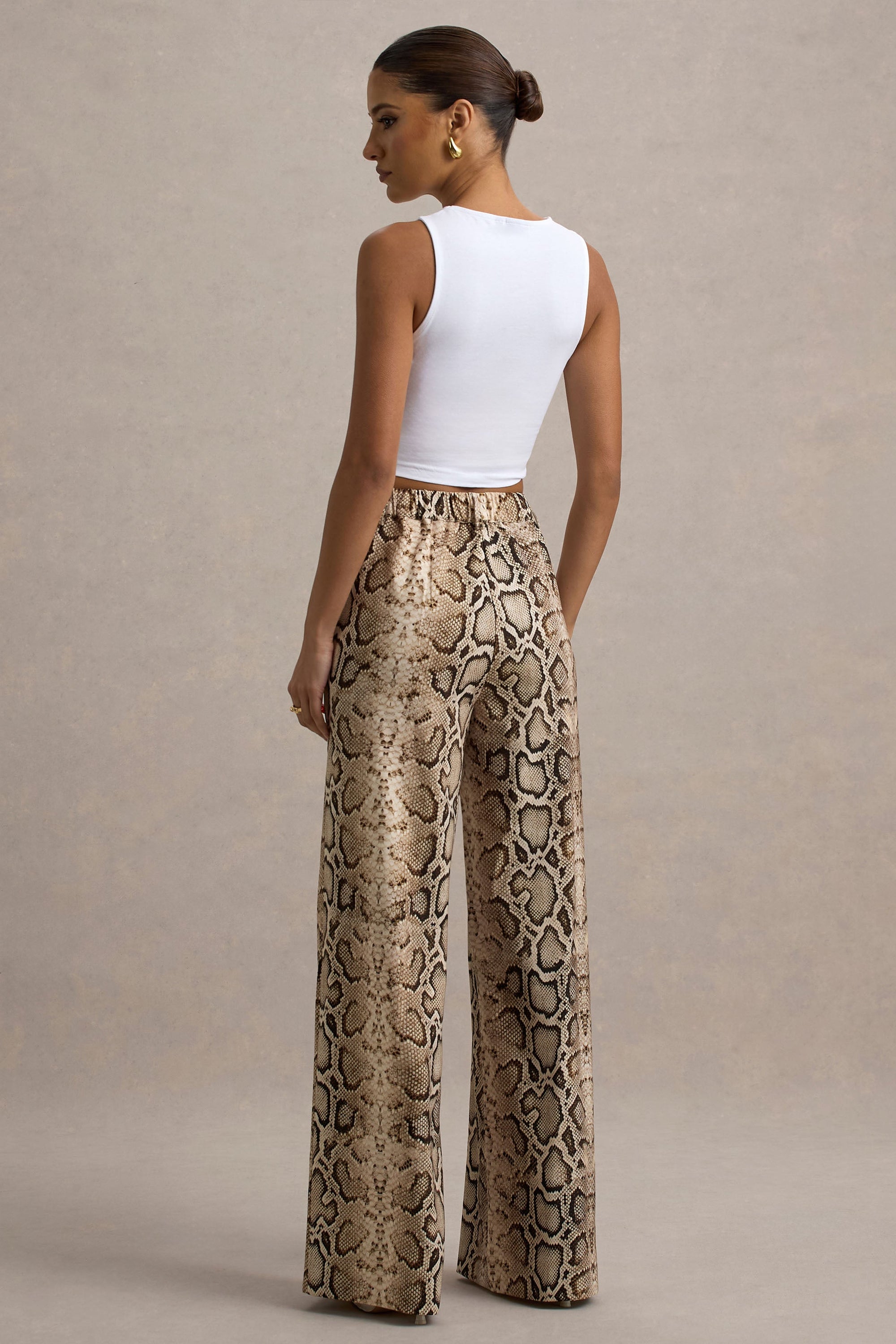 Shaniya | Hose mit weitem Bein und Schlangenprint