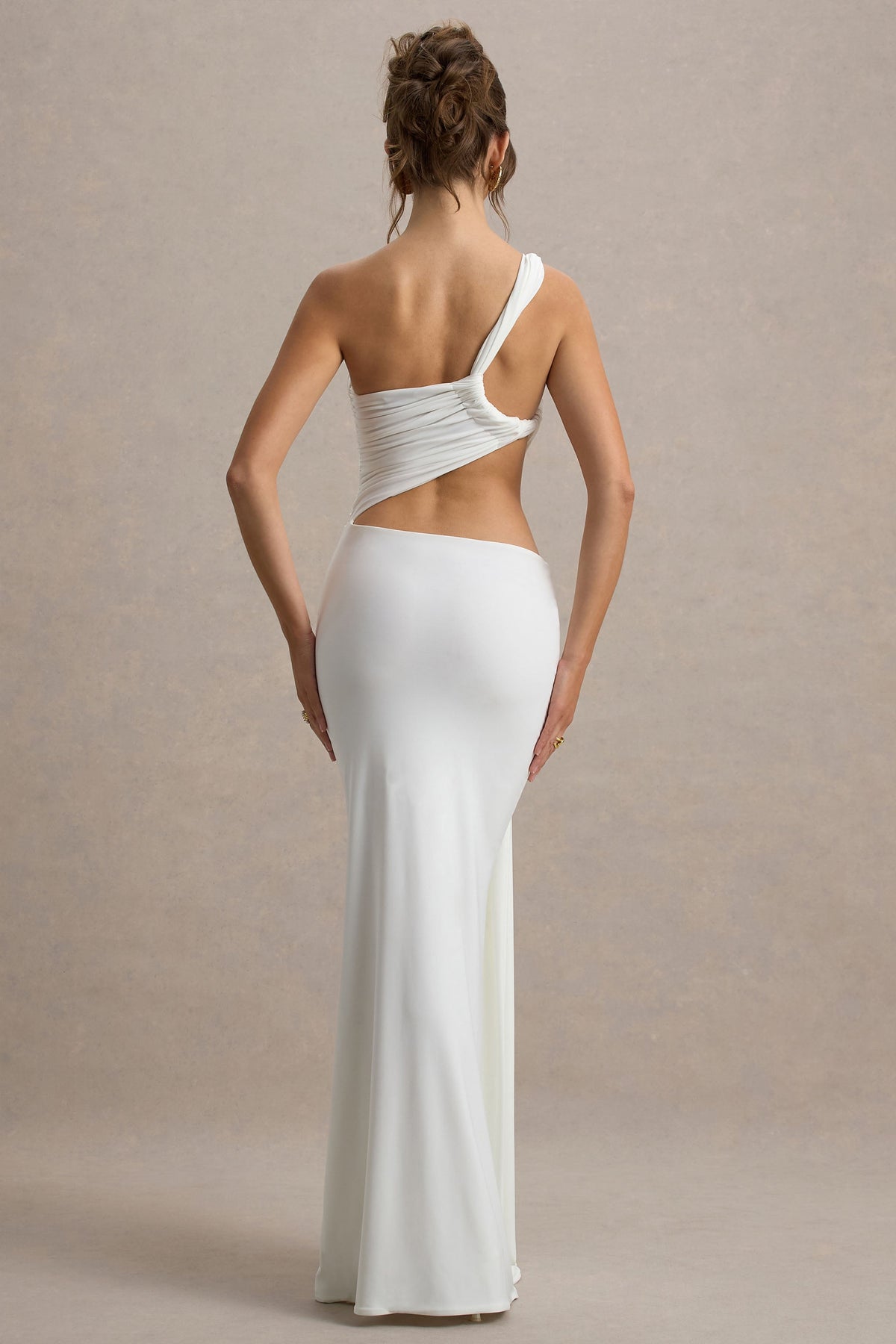 Giovanna | Weißes asymmetrisches Maxikleid mit Wickelrock