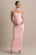 Glaze | Rosafarbenes Umstands-Maxikleid mit hohem Kragen