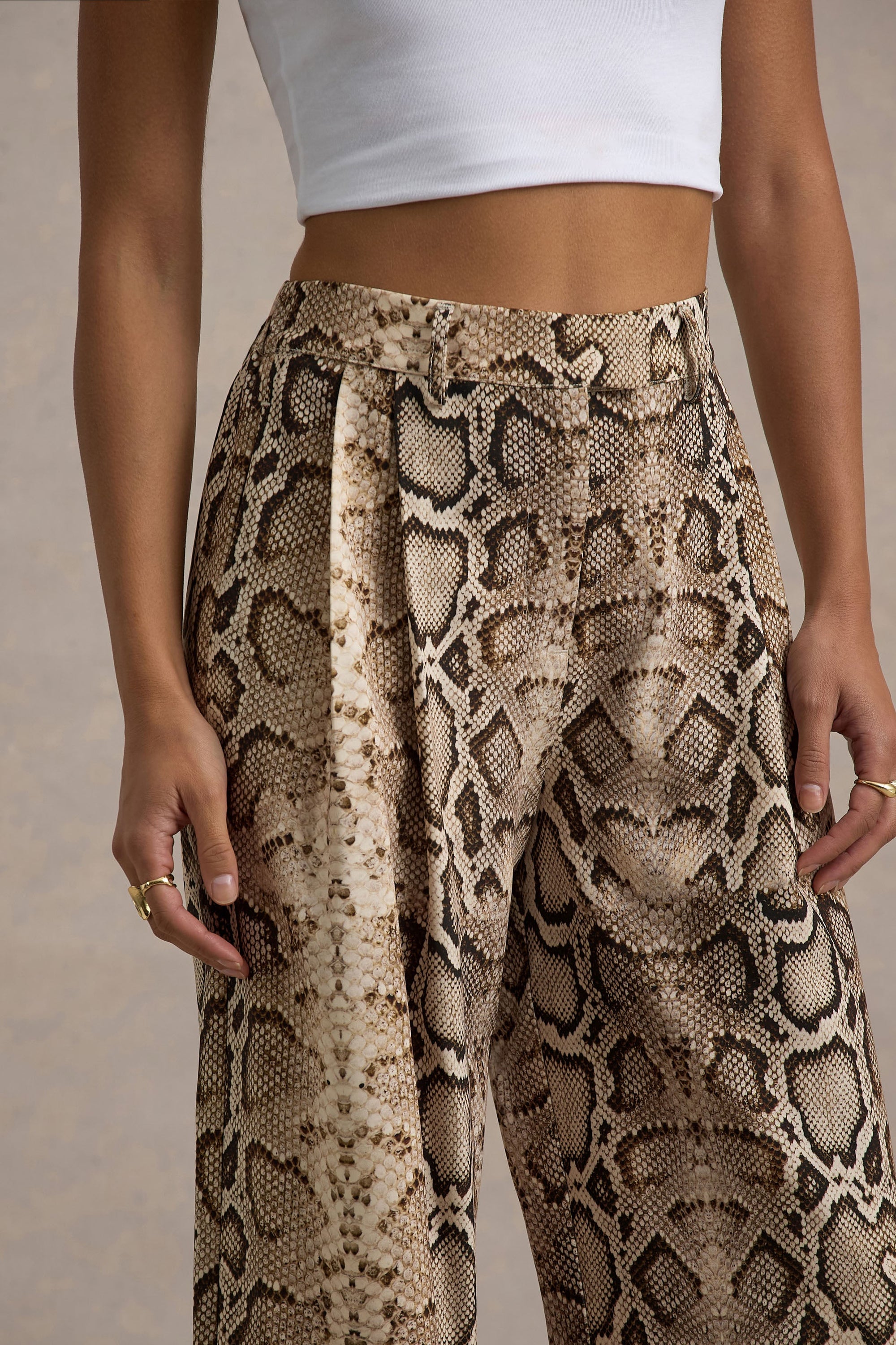 Shaniya | Hose mit weitem Bein und Schlangenprint