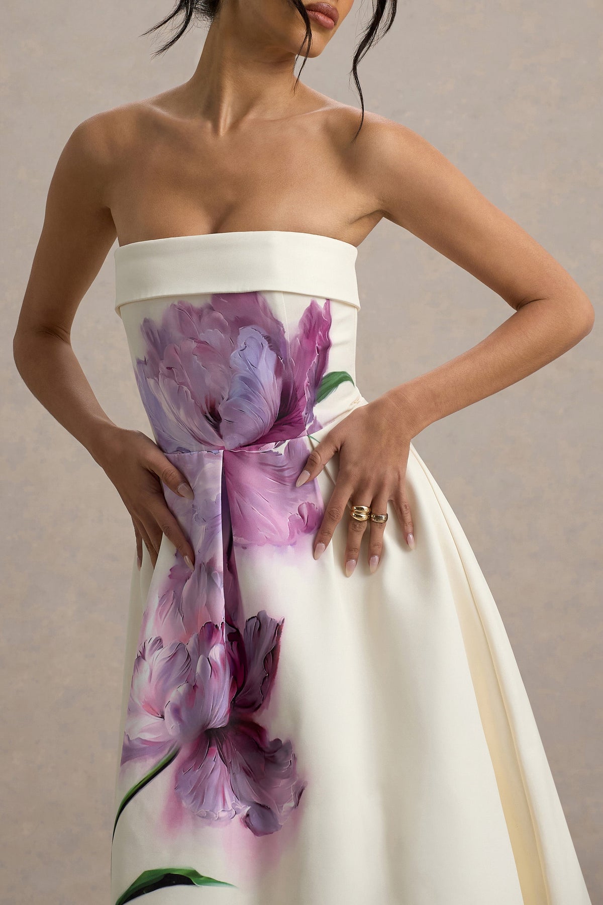 Annalise | Peony Blumenmuster Bandeau Skater Midikleid