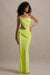 Giovanna | Asymmetrisches Maxikleid in Limettengrün mit Wickelrock