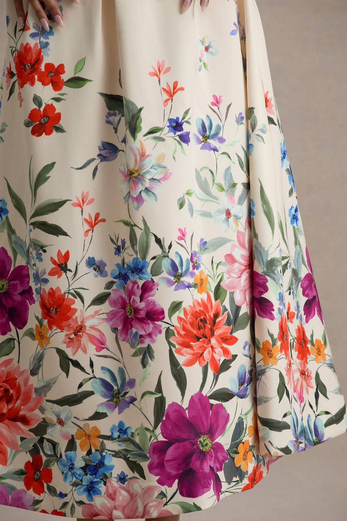 Annalise | Hellrosa Bandeau-Skater-Midikleid mit Blumenmuster