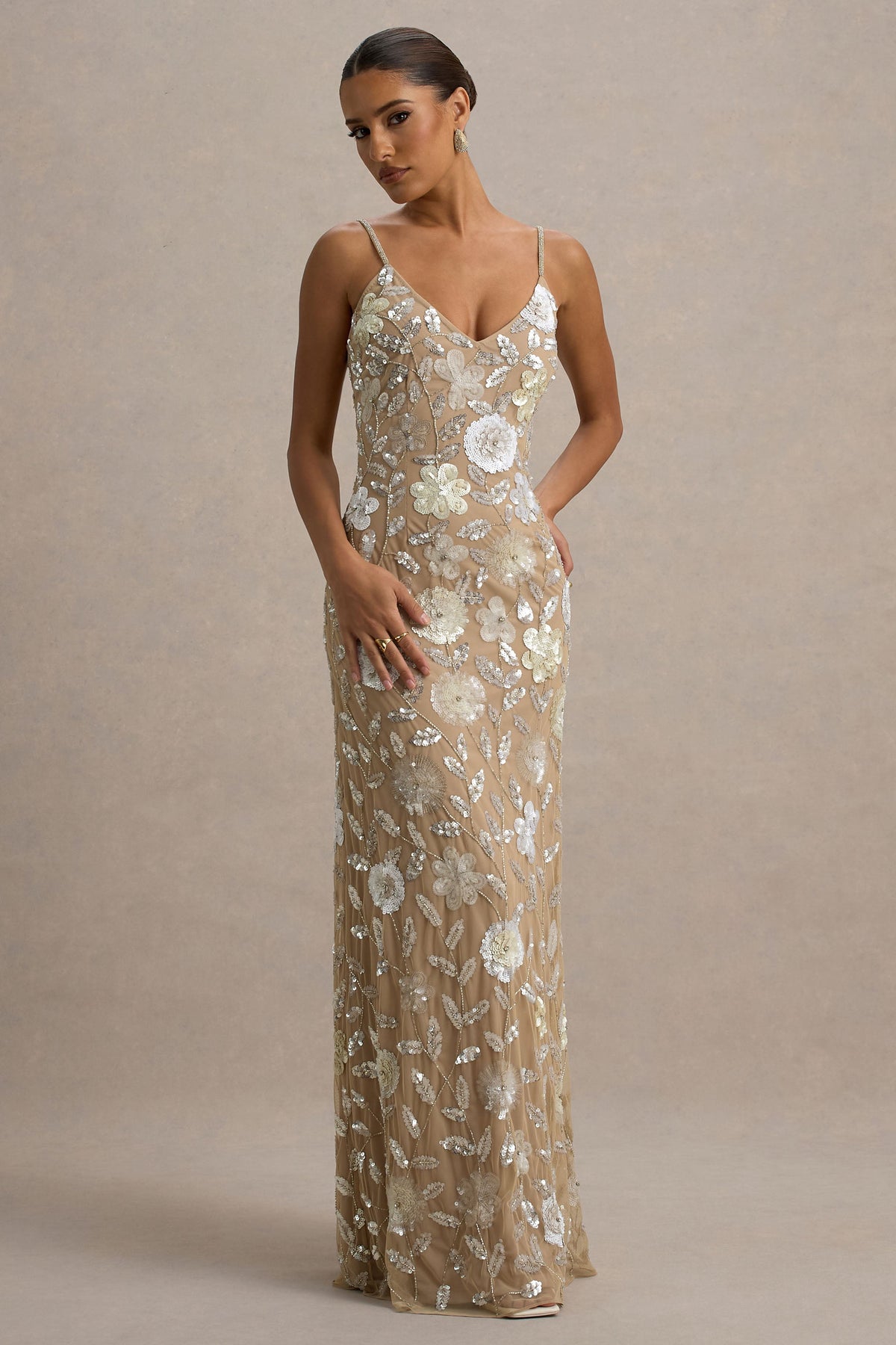 Gemini | Blumenverziertes Träger-Maxikleid