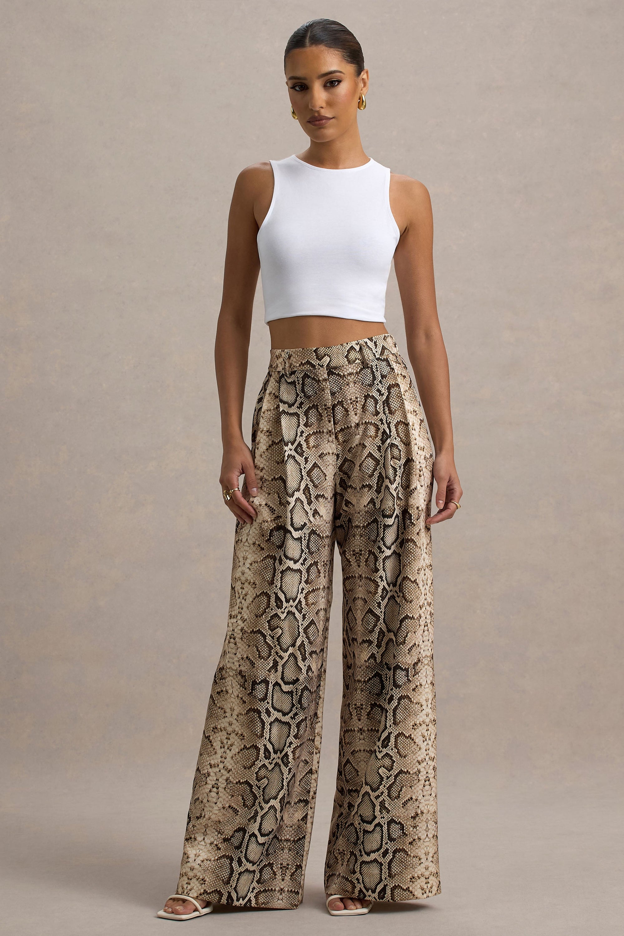 Shaniya | Hose mit weitem Bein und Schlangenprint
