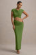 Pia | Grünes Maxikleid mit kurzen Ärmeln und Cut-Outs