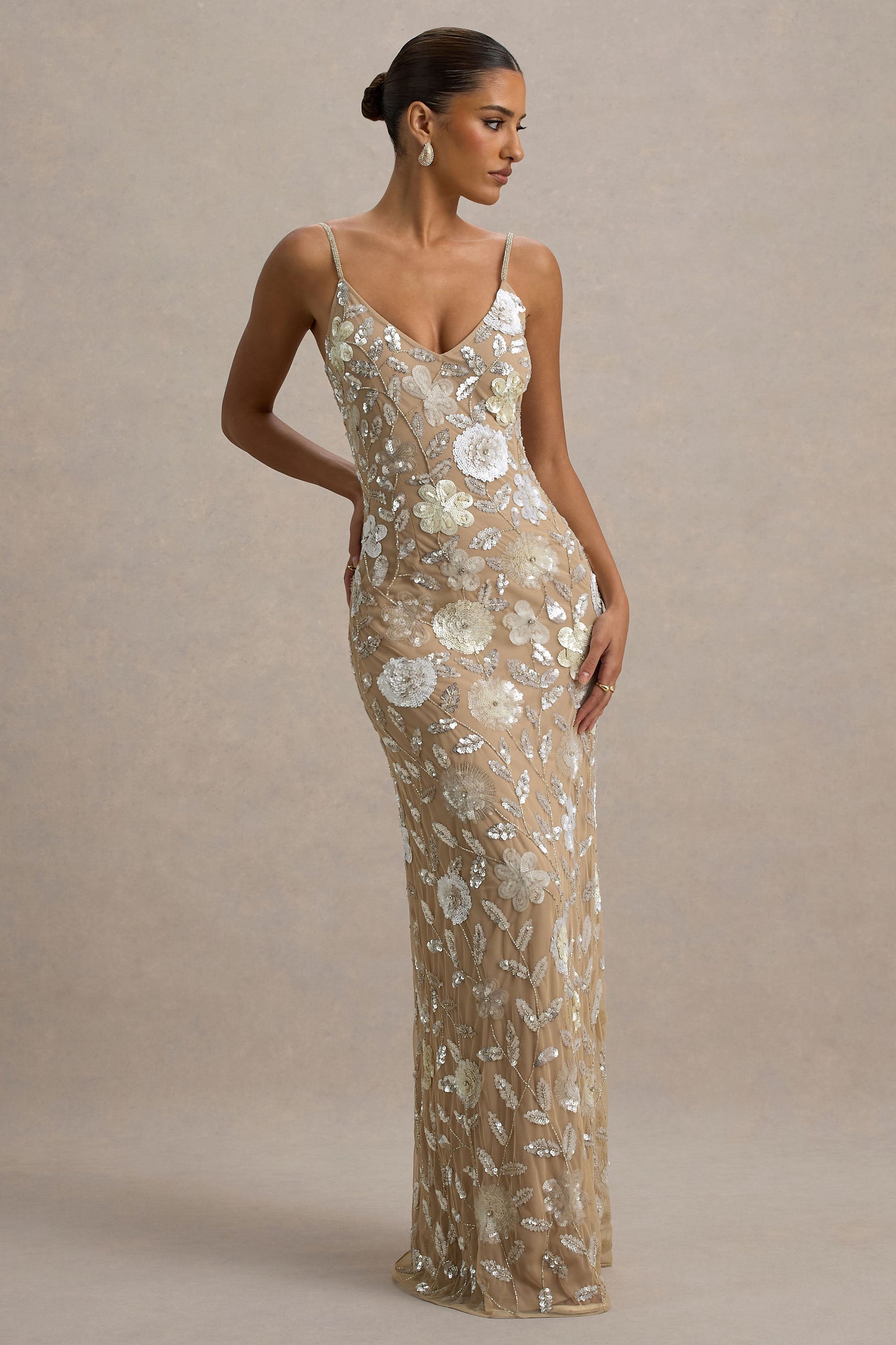 Gemini | Blumenverziertes Träger-Maxikleid