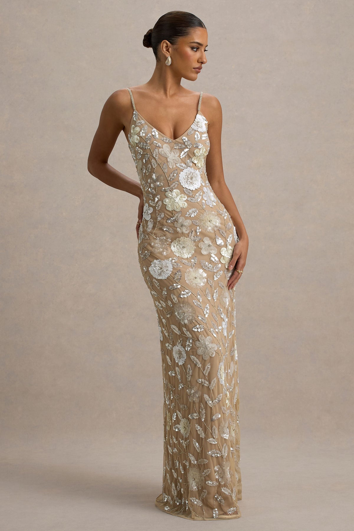 Gemini | Blumenverziertes Träger-Maxikleid