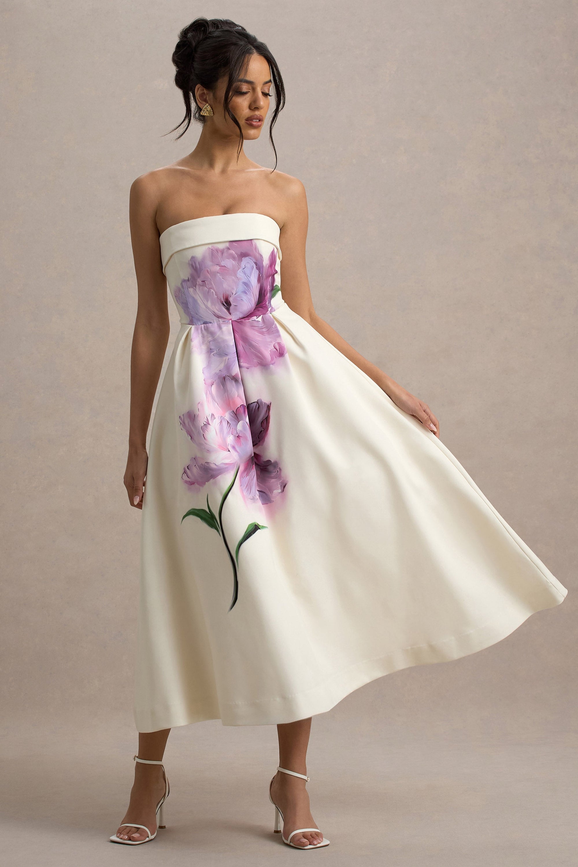 Annalise | Peony Blumenmuster Bandeau Skater Midikleid