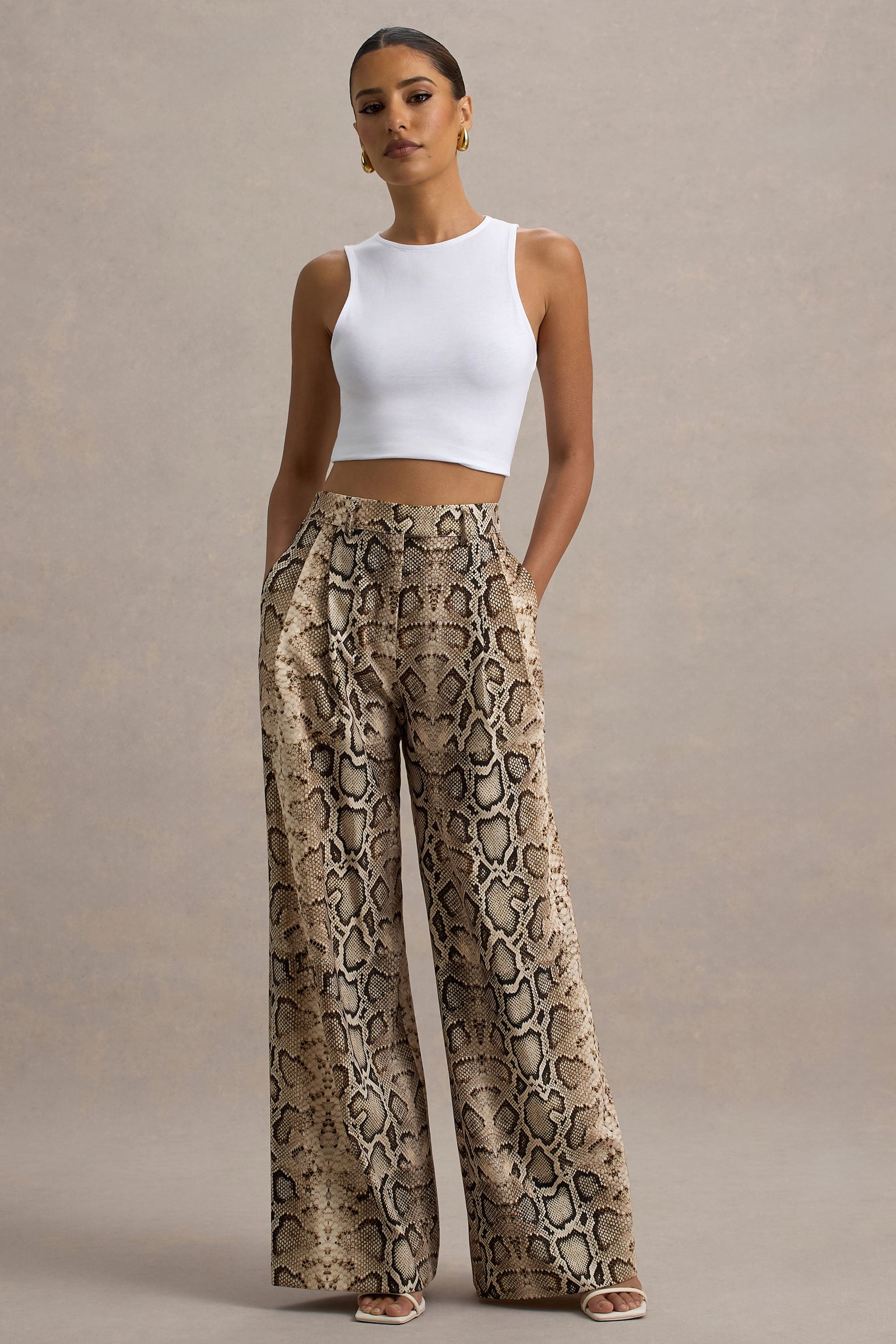 Shaniya | Hose mit weitem Bein und Schlangenprint