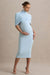 Augustina | Puderblaues Umstands-Midikleid mit Mesh-Cape.