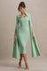 Linden | Hellgrünes Bodycon-Midikleid mit Cape-Ärmeln