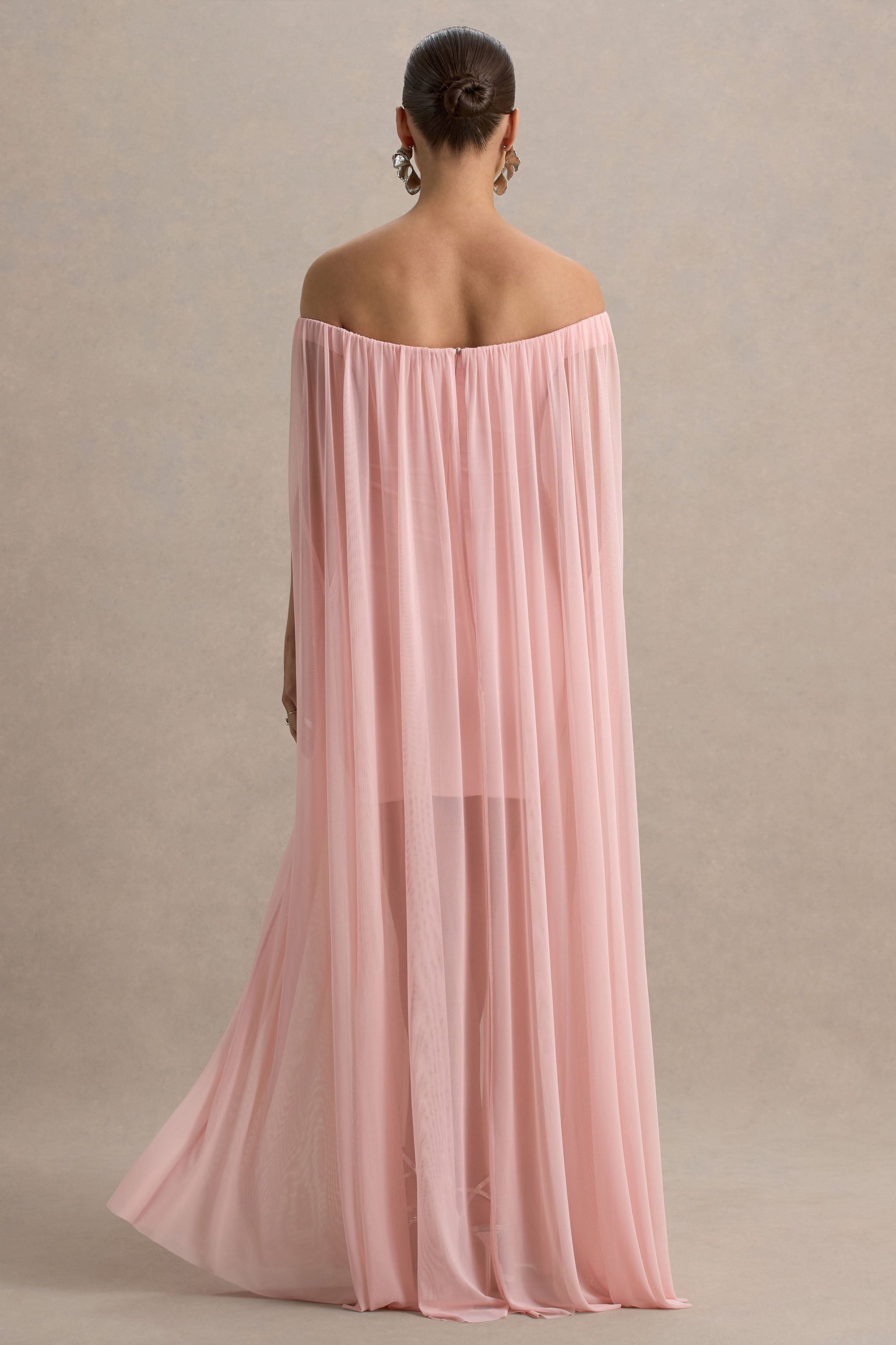 Atmosphere | Rosa Bandeau-Umstands-Minikleid mit Mesh-Overlay