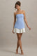 Autumn | Puderblaues Bandeau-Minikleid mit Falten