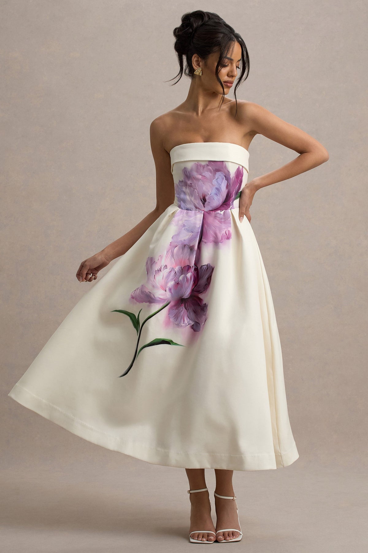 Annalise | Peony Blumenmuster Bandeau Skater Midikleid