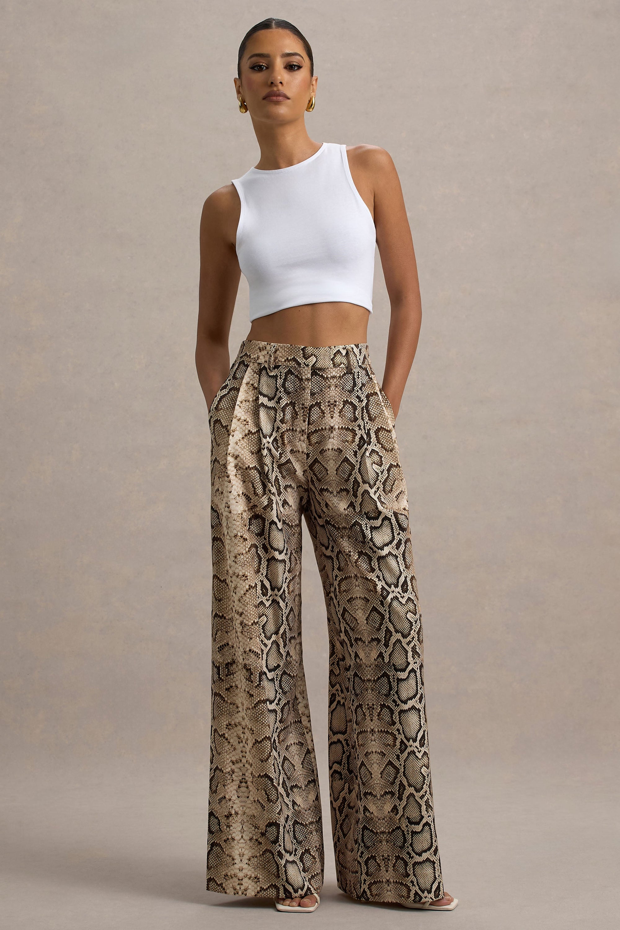 Shaniya | Hose mit weitem Bein und Schlangenprint
