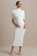 Augustina | Weißes Umstands-Midikleid mit Mesh-Cape