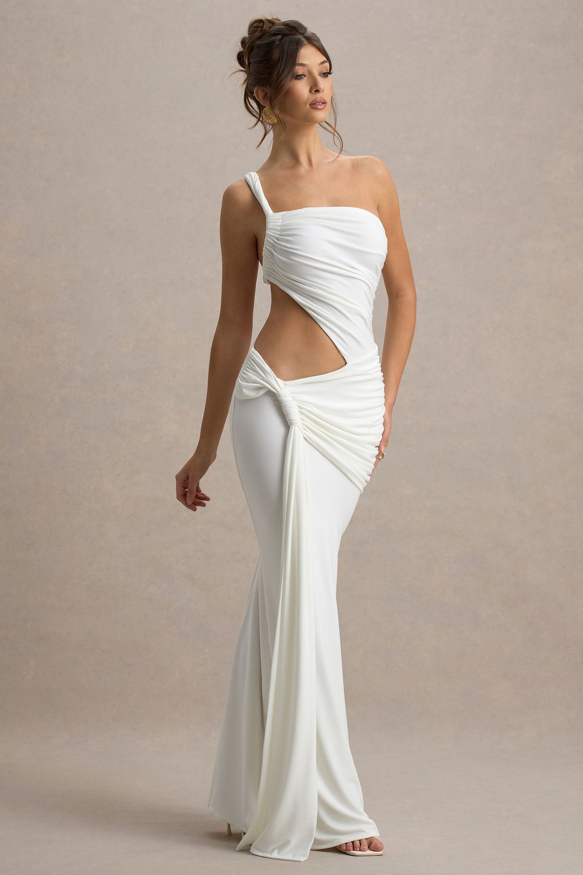 Giovanna | Weißes asymmetrisches Maxikleid mit Wickelrock