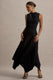 Francesca | Schwarzes Midikleid mit Knoten und Taschentuchsaum.