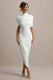 Enchant | Weißes Midikleid mit asymmetrischem Twist und Cape