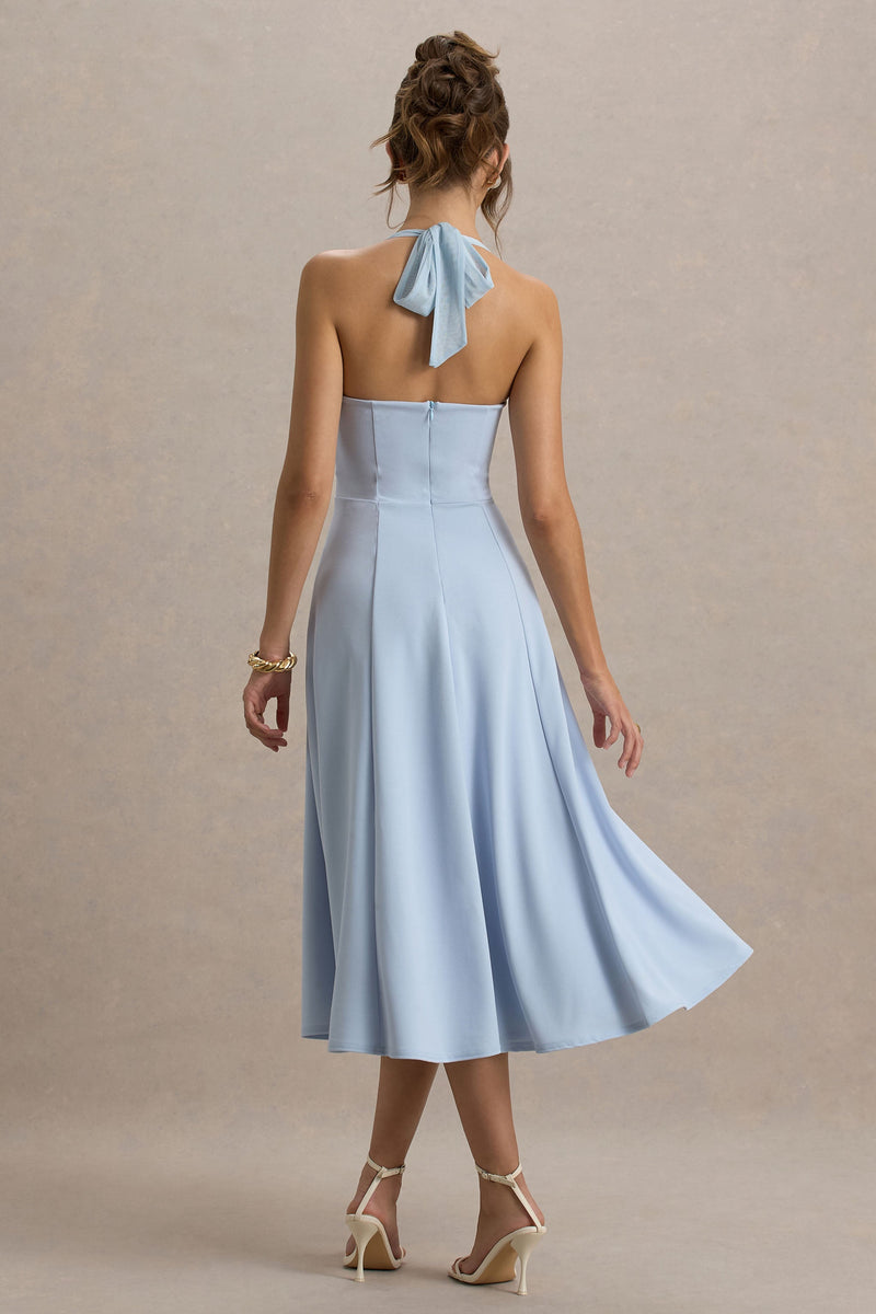 Auburn | Puderblaues Midikleid mit Halterneck