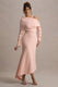 Lou | Pinkes Maxikleid mit einer Schulter und asymmetrischem Schnitt
