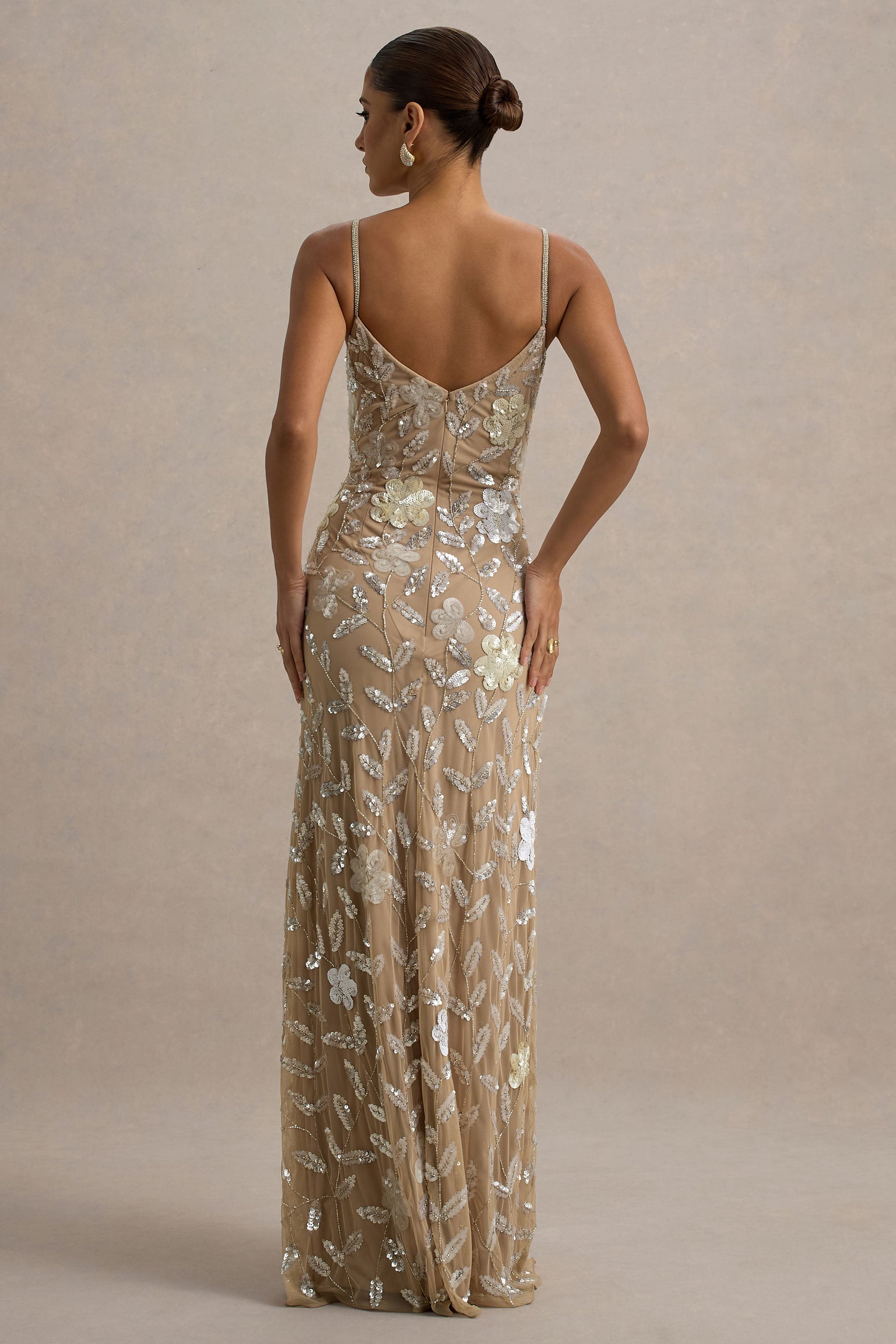 Gemini | Blumenverziertes Träger-Maxikleid