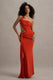 Giovanna | Oranges Maxikleid mit asymmetrischem Ausschnitt und Wickelrock