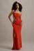 Giovanna | Oranges Maxikleid mit asymmetrischem Ausschnitt und Wickelrock